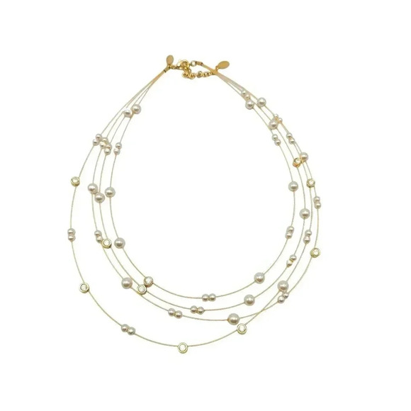 Nolan Miller Nolan Miller Floating Faux Pearl Crystal Necklace - Picture 1 of 4